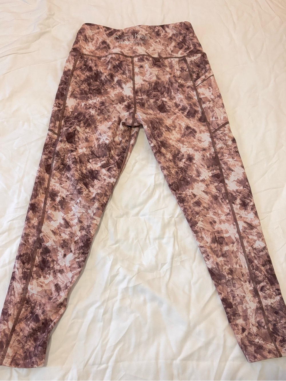 Calvin Klein Mauve Pink Marble-Print Women’s Active Leggings